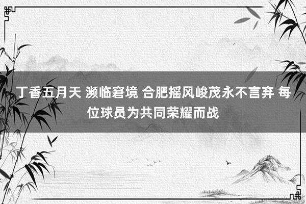 丁香五月天 濒临窘境 合肥摇风峻茂永不言弃 每位球员为共同荣耀而战