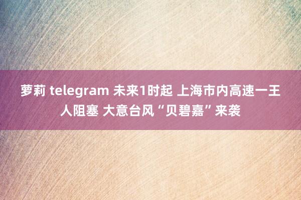 萝莉 telegram 未来1时起 上海市内高速一王人阻塞 大意台风“贝碧嘉”来袭