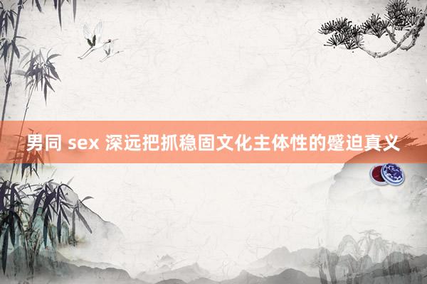 男同 sex 深远把抓稳固文化主体性的蹙迫真义