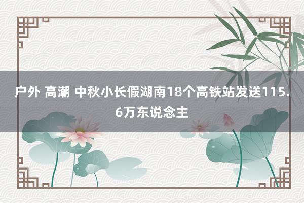 户外 高潮 中秋小长假湖南18个高铁站发送115.6万东说念主