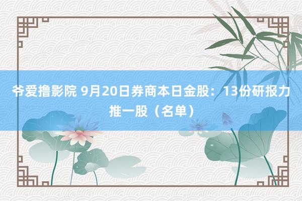 爷爱撸影院 9月20日券商本日金股：13份研报力推一股（名单）