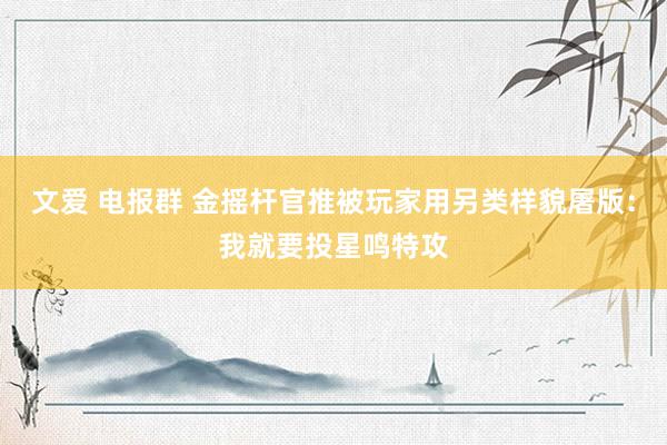 文爱 电报群 金摇杆官推被玩家用另类样貌屠版：我就要投星鸣特攻
