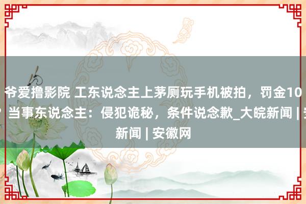 爷爱撸影院 工东说念主上茅厕玩手机被拍，罚金1000元？当事东说念主：侵犯诡秘，条件说念歉_大皖新闻 | 安徽网