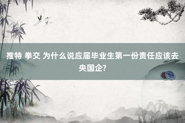 推特 拳交 为什么说应届毕业生第一份责任应该去央国企?