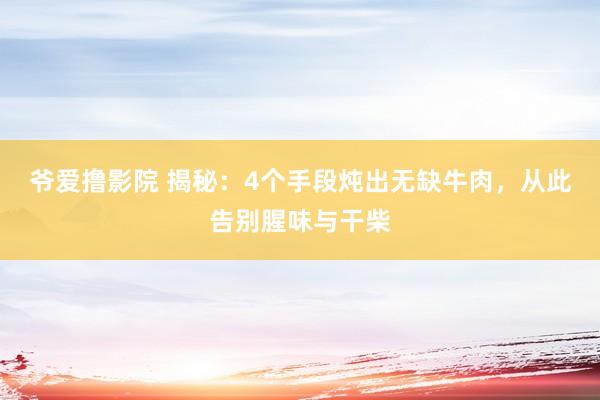爷爱撸影院 揭秘：4个手段炖出无缺牛肉，从此告别腥味与干柴