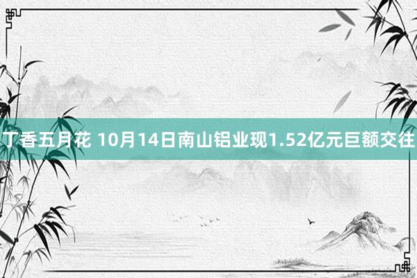 丁香五月花 10月14日南山铝业现1.52亿元巨额交往