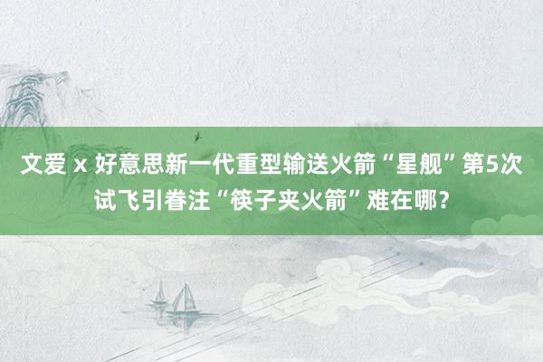 文爱 x 好意思新一代重型输送火箭“星舰”第5次试飞引眷注“筷子夹火箭”难在哪？