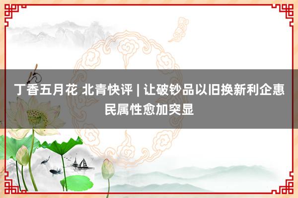 丁香五月花 北青快评 | 让破钞品以旧换新利企惠民属性愈加突显