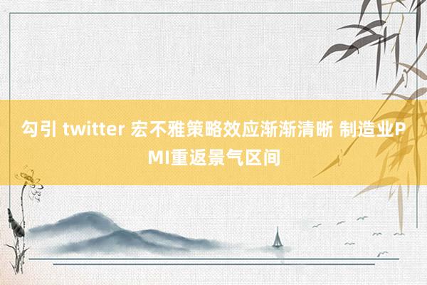 勾引 twitter 宏不雅策略效应渐渐清晰 制造业PMI重返景气区间