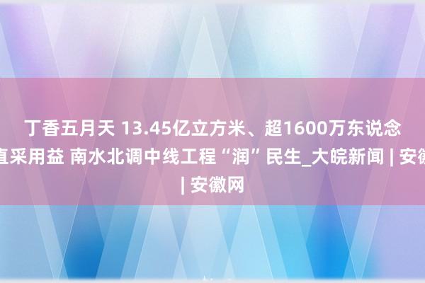 丁香五月天 13.45亿立方米、超1600万东说念主直采用益 南水北调中线工程“润”民生_大皖新闻 | 安徽网