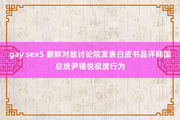 gay sex5 朝鲜对敌讨论院发表白皮书品评韩国总统尹锡悦极度行为