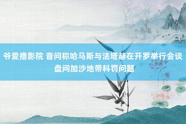 爷爱撸影院 音问称哈马斯与法塔赫在开罗举行会谈 盘问加沙地带科罚问题