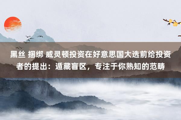 黑丝 捆绑 威灵顿投资在好意思国大选前给投资者的提出：遁藏盲区，专注于你熟知的范畴