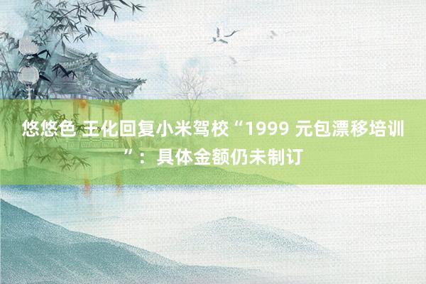 悠悠色 王化回复小米驾校“1999 元包漂移培训”：具体金额仍未制订