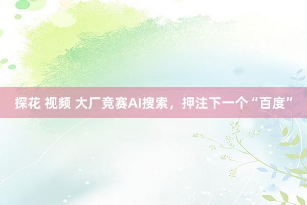 探花 视频 大厂竞赛AI搜索，押注下一个“百度”