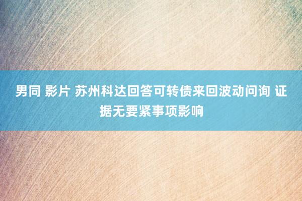 男同 影片 苏州科达回答可转债来回波动问询 证据无要紧事项影响