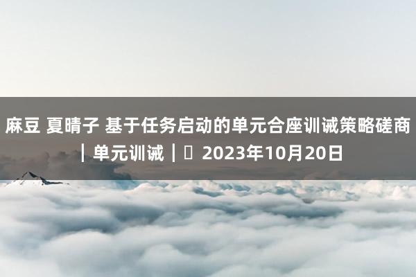 麻豆 夏晴子 基于任务启动的单元合座训诫策略磋商┃单元训诫┃​2023年10月20日