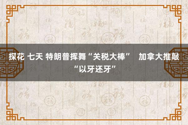 探花 七天 特朗普挥舞“关税大棒”   加拿大推敲“以牙还牙”