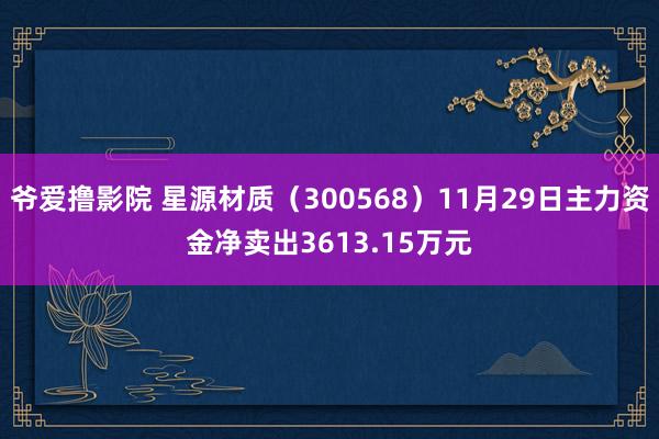 爷爱撸影院 星源材质（300568）11月29日主力资金净卖出3613.15万元