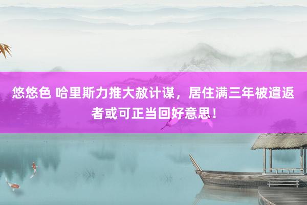 悠悠色 哈里斯力推大赦计谋，居住满三年被遣返者或可正当回好意思！