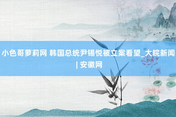 小色哥萝莉网 韩国总统尹锡悦被立案看望_大皖新闻 | 安徽网