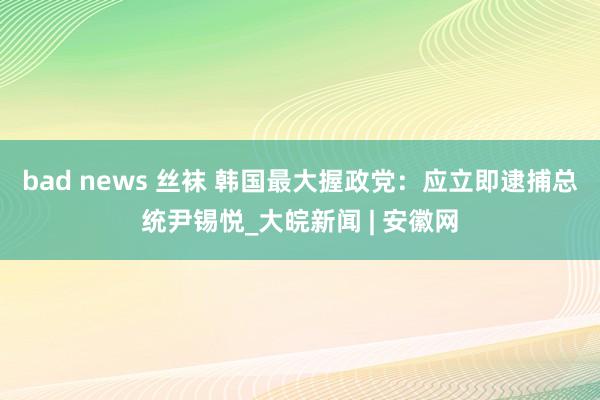 bad news 丝袜 韩国最大握政党：应立即逮捕总统尹锡悦_大皖新闻 | 安徽网