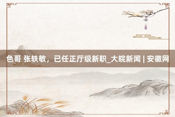 色哥 张轶敏，已任正厅级新职_大皖新闻 | 安徽网
