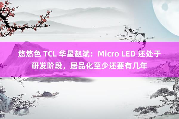 悠悠色 TCL 华星赵斌：Micro LED 还处于研发阶段，居品化至少还要有几年