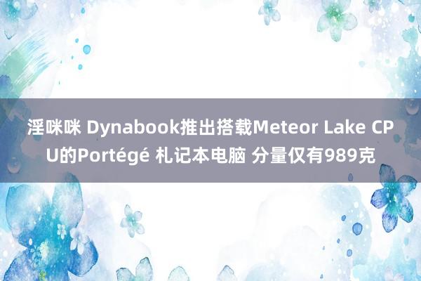 淫咪咪 Dynabook推出搭载Meteor Lake CPU的Portégé 札记本电脑 分量仅有989克