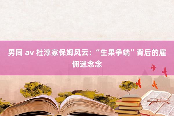 男同 av 杜淳家保姆风云: “生果争端”背后的雇佣迷念念