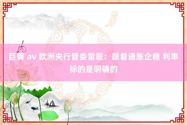 巨臀 av 欧洲央行管委雷恩：跟着通胀企稳 利率标的是明确的