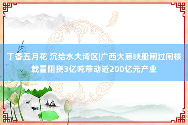 丁香五月花 沉给水大湾区|广西大藤峡船闸过闸核载量阻挠3亿吨带动近200亿元产业