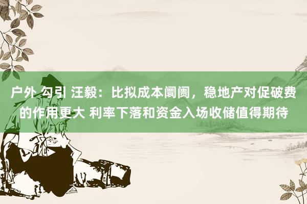 户外 勾引 汪毅：比拟成本阛阓，稳地产对促破费的作用更大 利率下落和资金入场收储值得期待