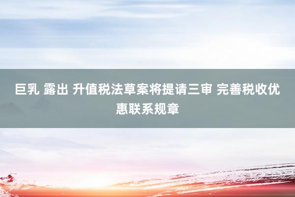 巨乳 露出 升值税法草案将提请三审 完善税收优惠联系规章
