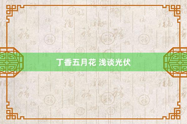 丁香五月花 浅谈光伏
