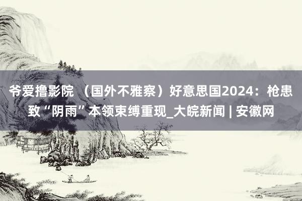 爷爱撸影院 （国外不雅察）好意思国2024：枪患致“阴雨”本领束缚重现_大皖新闻 | 安徽网