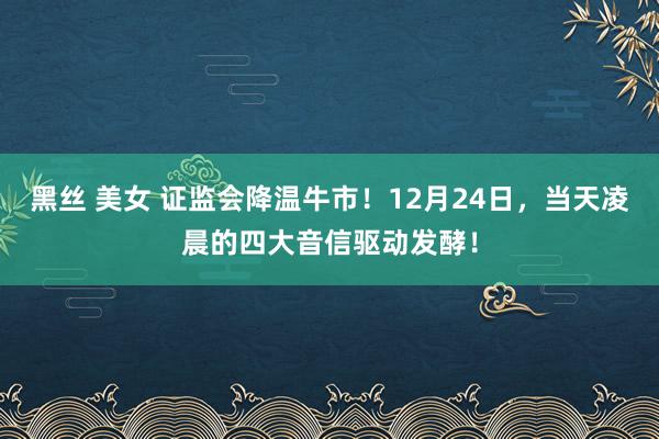 黑丝 美女 证监会降温牛市！12月24日，当天凌晨的四大音信驱动发酵！