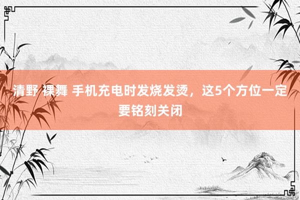 清野 裸舞 手机充电时发烧发烫，这5个方位一定要铭刻关闭