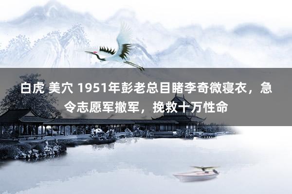 白虎 美穴 1951年彭老总目睹李奇微寝衣，急令志愿军撤军，挽救十万性命