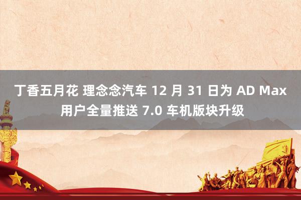 丁香五月花 理念念汽车 12 月 31 日为 AD Max 用户全量推送 7.0 车机版块升级