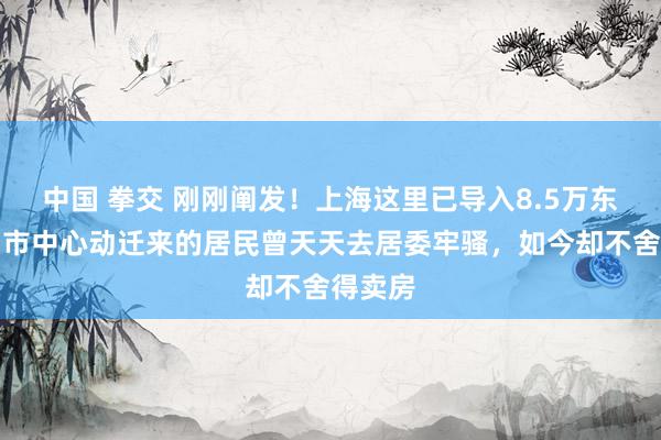 中国 拳交 刚刚阐发！上海这里已导入8.5万东谈主，市中心动迁来的居民曾天天去居委牢骚，如今却不舍得卖房