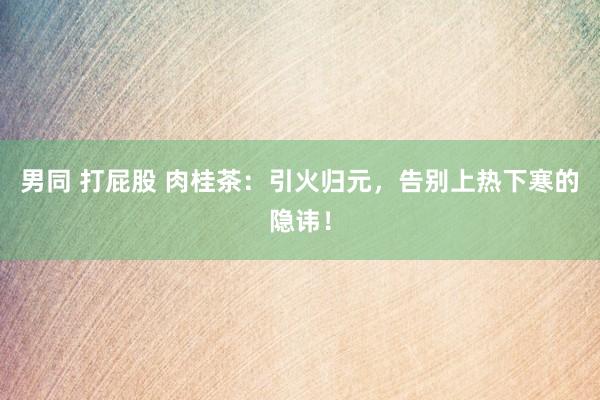男同 打屁股 肉桂茶：引火归元，告别上热下寒的隐讳！