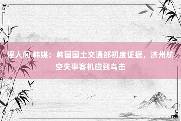 淫人阁 韩媒：韩国国土交通部初度证据，济州航空失事客机碰到鸟击