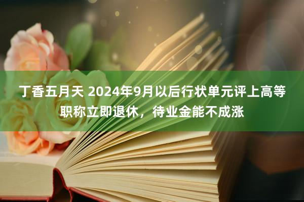 丁香五月天 2024年9月以后行状单元评上高等职称立即退休，待业金能不成涨