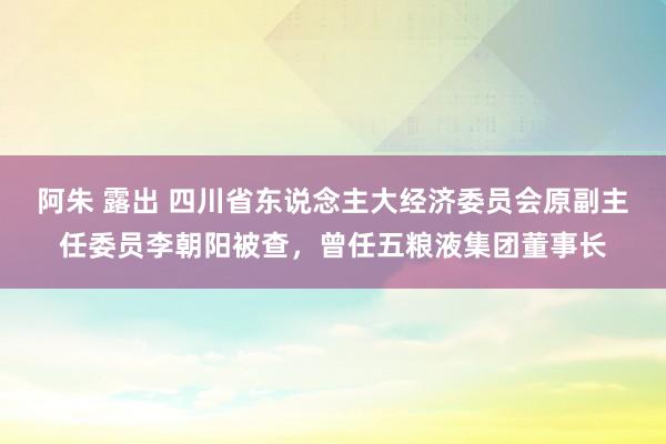 阿朱 露出 四川省东说念主大经济委员会原副主任委员李朝阳被查，曾任五粮液集团董事长