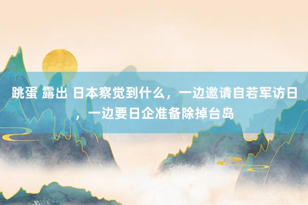 跳蛋 露出 日本察觉到什么，一边邀请自若军访日，一边要日企准备除掉台岛