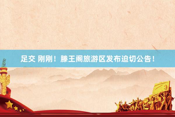 足交 刚刚！滕王阁旅游区发布迫切公告！