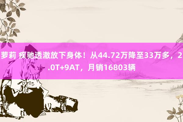 萝莉 疾驰透澈放下身体！从44.72万降至33万多，2.0T+9AT，月销16803辆