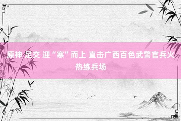 原神 足交 迎“寒”而上 直击广西百色武警官兵火热练兵场