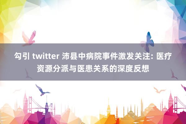 勾引 twitter 沛县中病院事件激发关注: 医疗资源分派与医患关系的深度反想